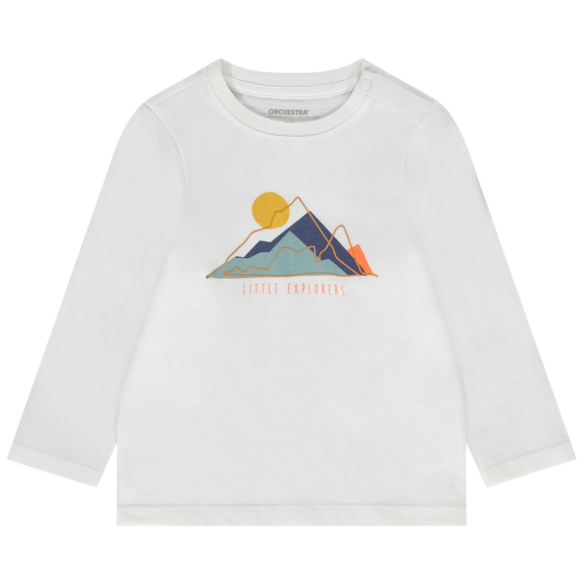 T-shirt met lange pofmouwen print bergen voor baby jongen 
