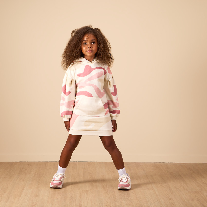 Robe sweat en molleton avec capuche et poche kangourou pour fille 