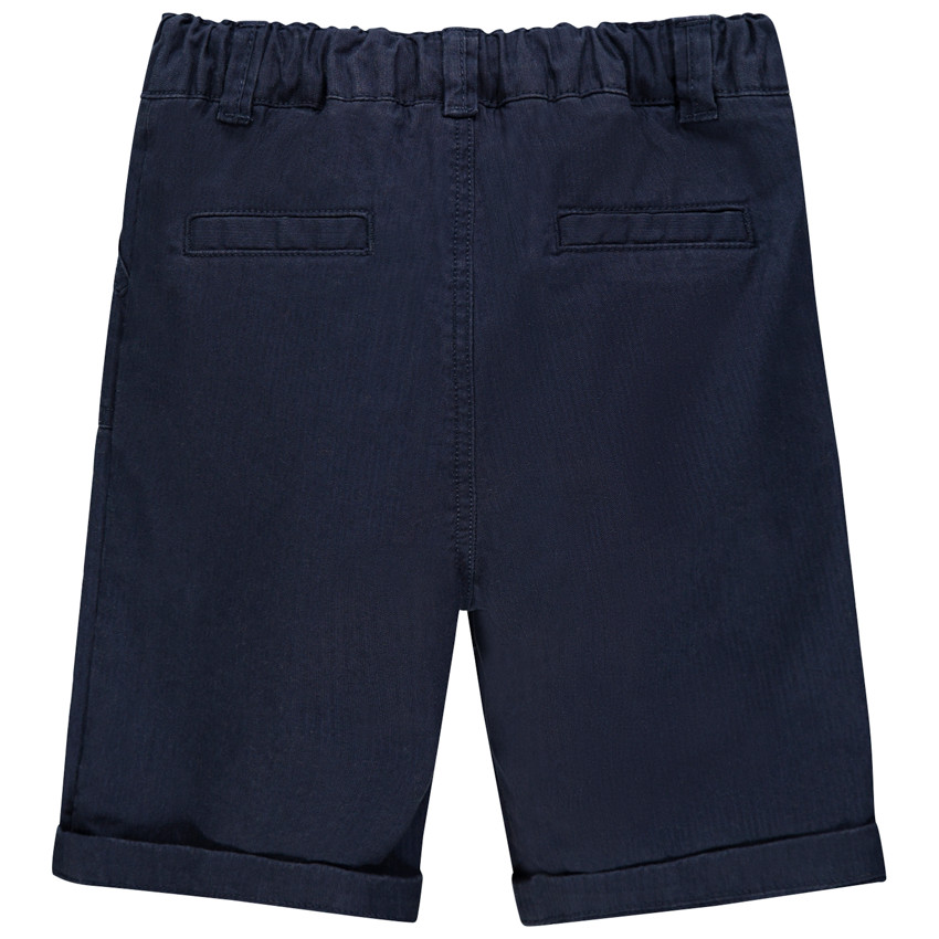 Linnen bermuda met borduursels in contrastkleur 