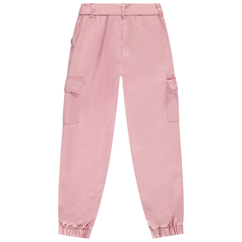 Cargojoggingbroek in twill met riem voor meisjes 