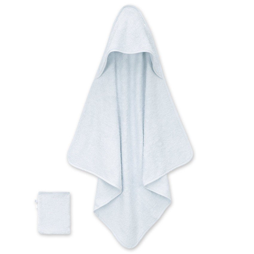 Cape de bain + gant de toilette 75x75cm Glacier 