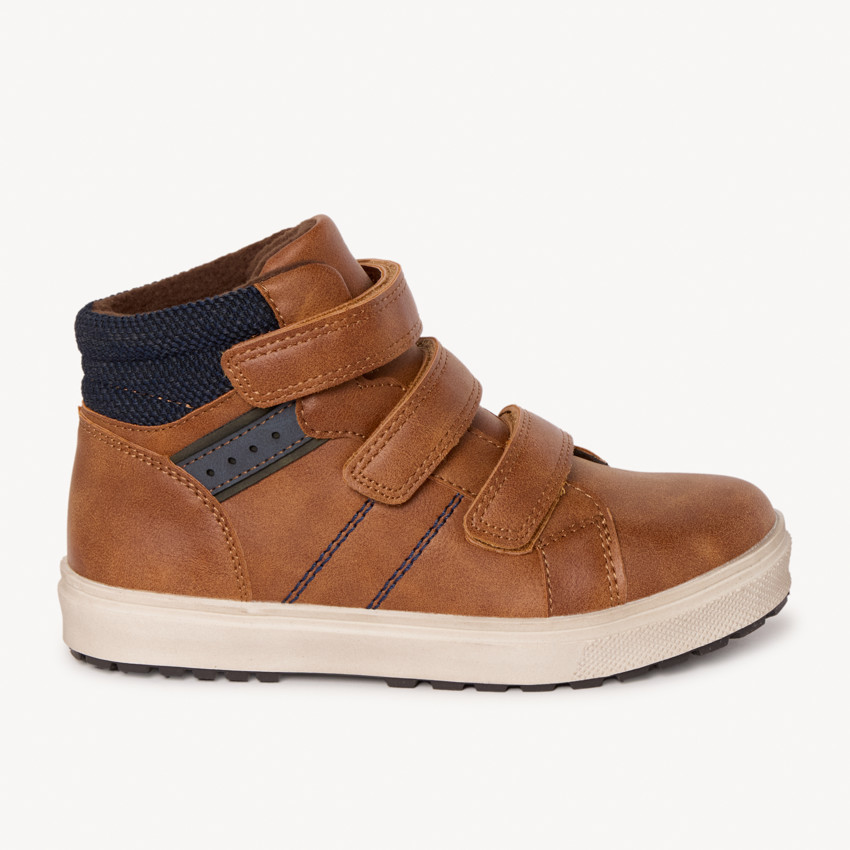 Booties in bruin met drie velcro