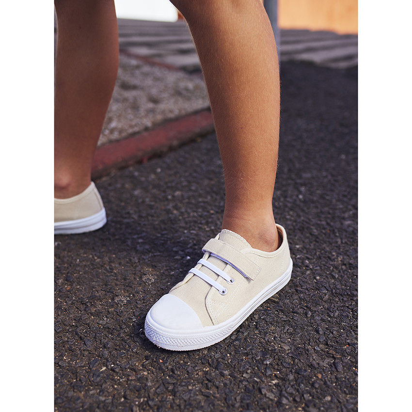 Lage sneakers van stof met elastische veters en klittenband voor jongens 