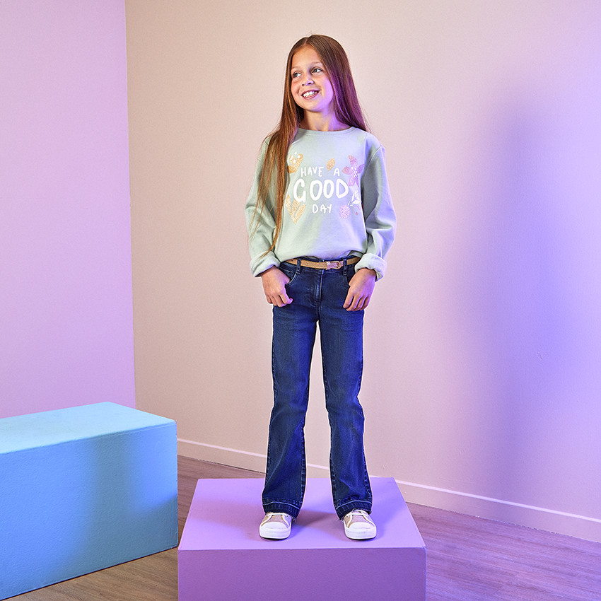 Jean en denim coupe évasé pour fille 