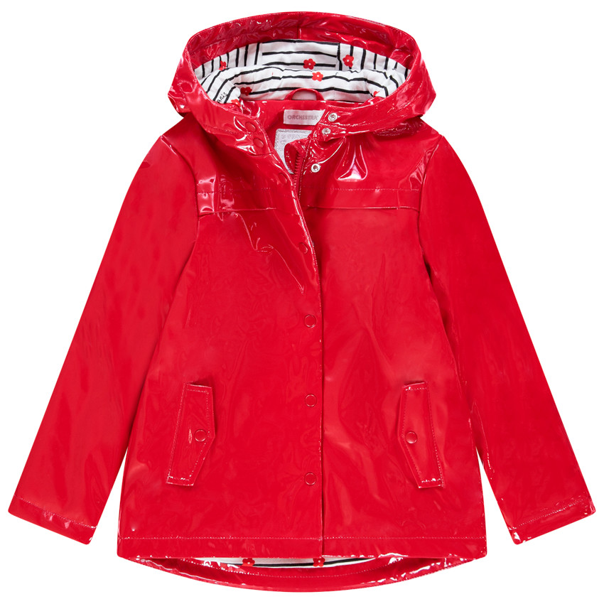 Parka en vinyle rouge pour enfant fille 