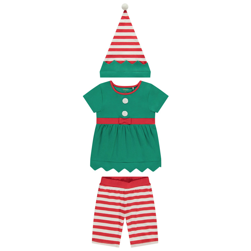 Set van speelse kerstelf pyjama voor meisjes 
