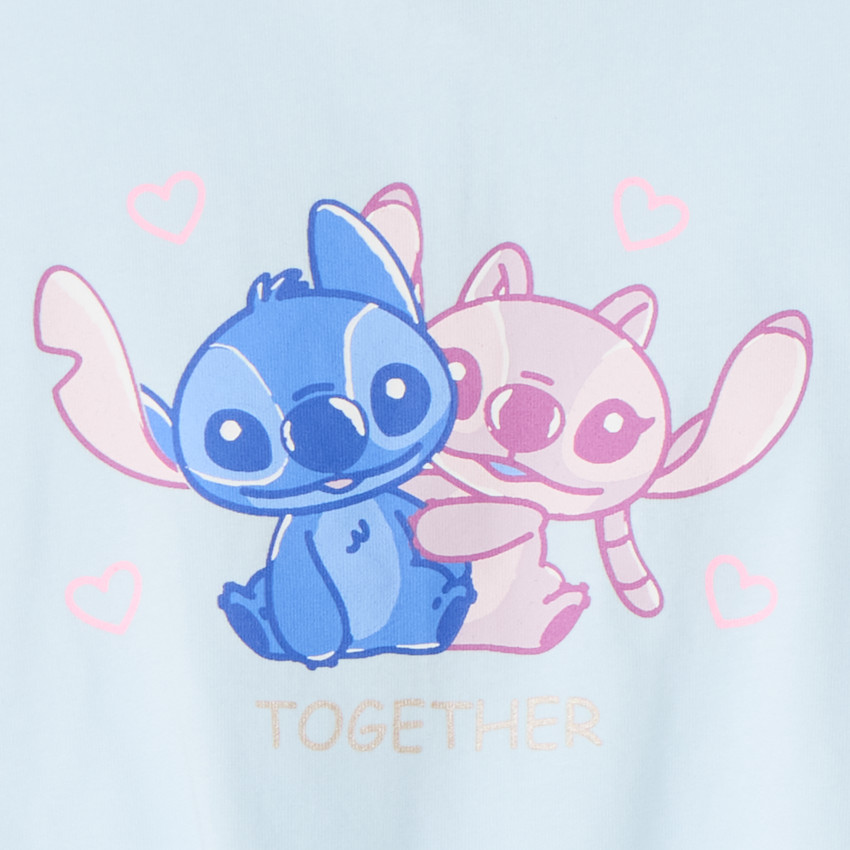 T-shirt manches courtes noué avec Stitch et Angel Disney pour bébé fille 