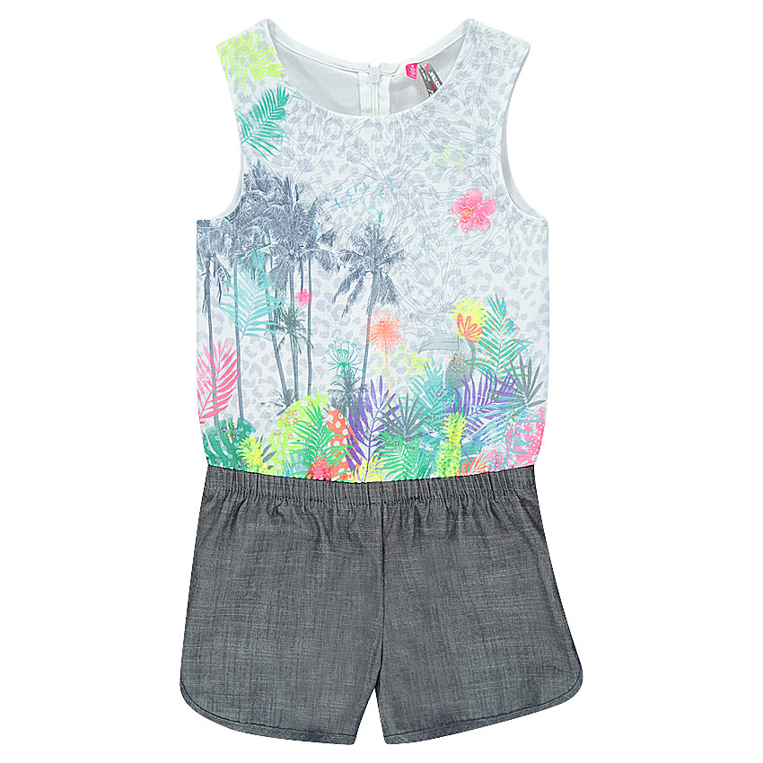 Combishort bi-matière imprimé tropical 