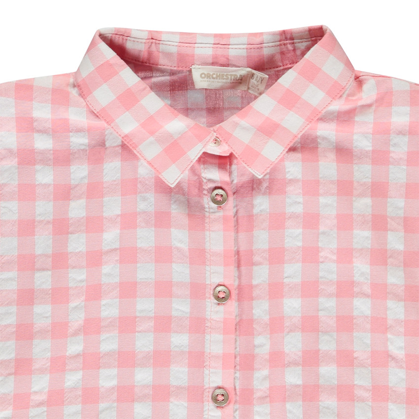 Chemisier effet noué à carreaux vichy pour fille 