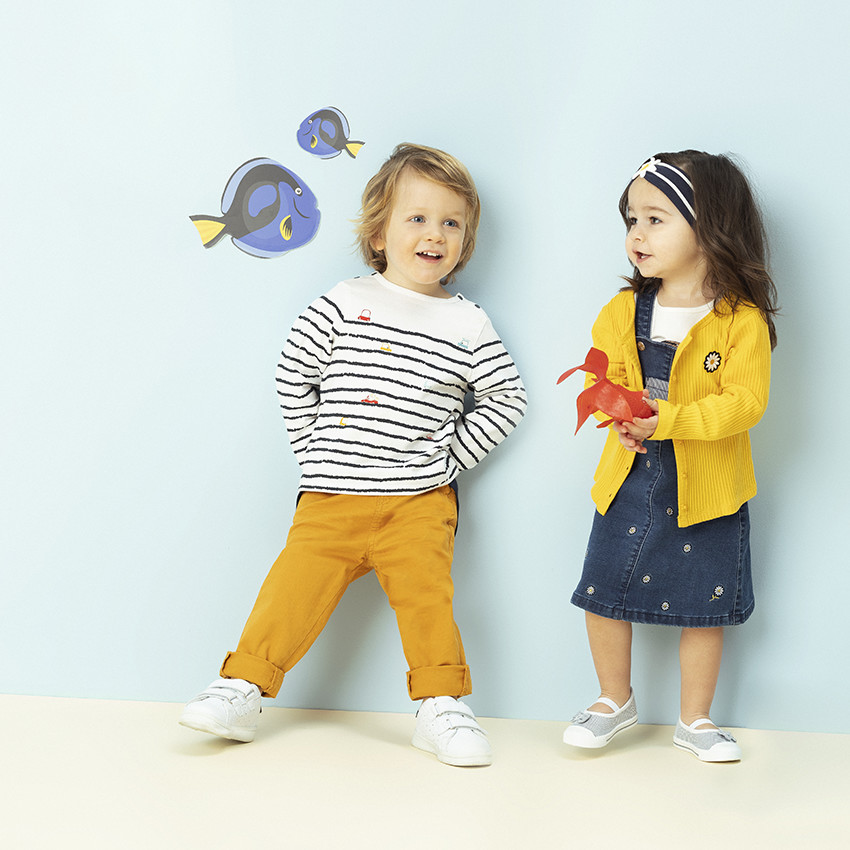 Bandeau à rayures avec fleur en crochet pour bébé fille 