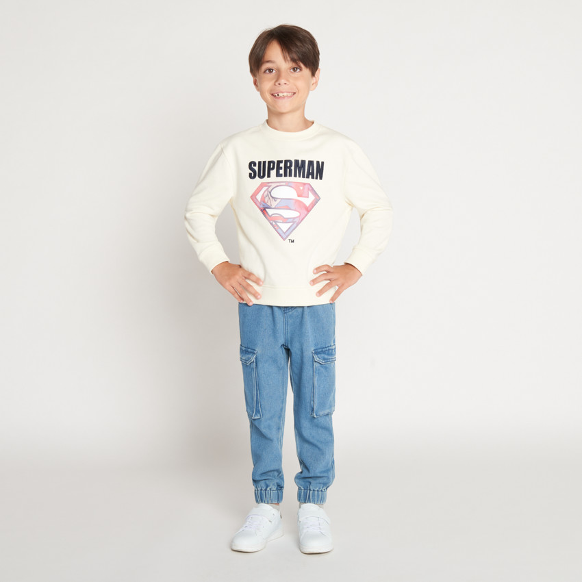 Sweatshirt fleece met lenticulaire Supermanprint, effen, voor jongens 