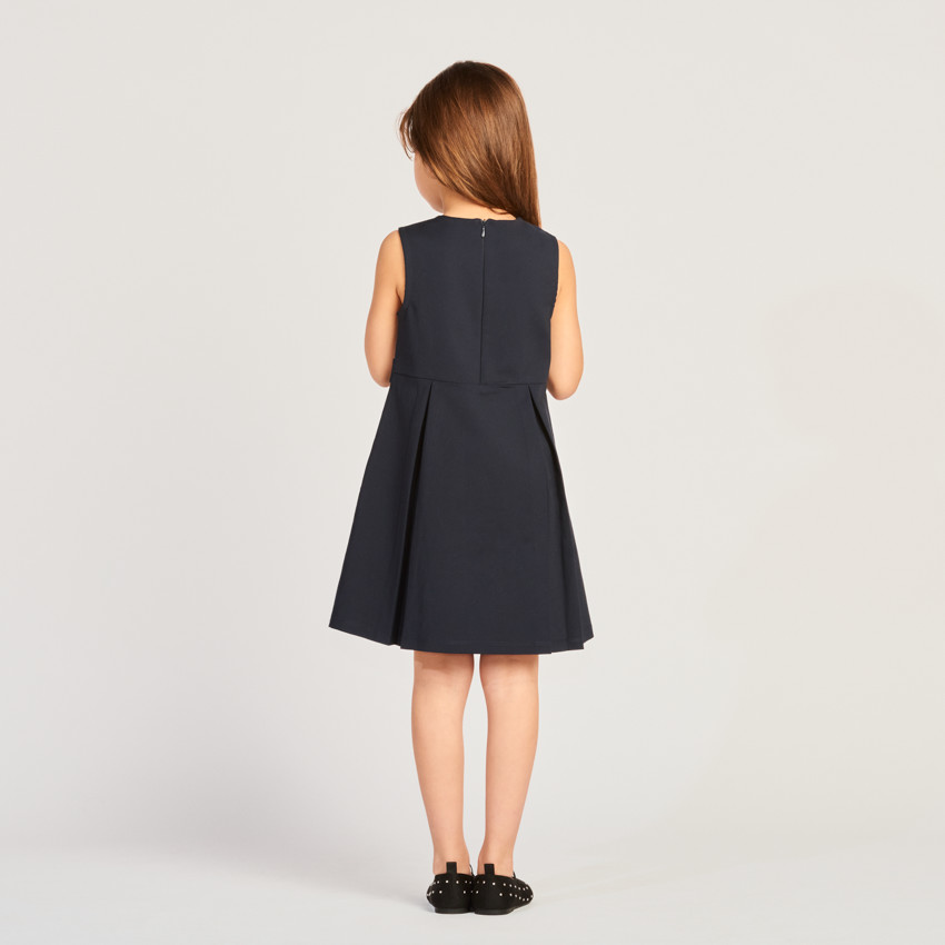 Robe sans manches en toile uni pour fille  