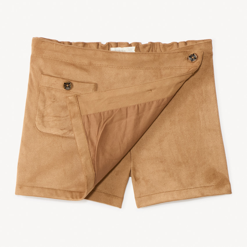 Jupe-Short portefeuille effet daim pour fille  