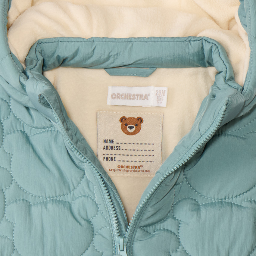 Doudoune doublée avec capuche amovible et patch brodé pour bébé garçon  