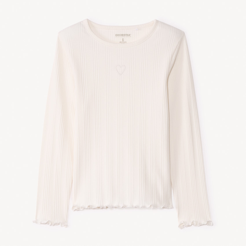 T-shirt met lange mouwen en geborduurd hartje voor meisjes 