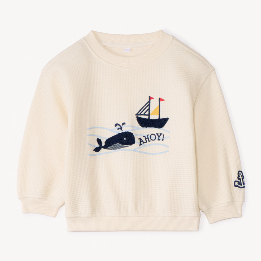 Sweater met pluche applicatie van een walvis voor babyjongens 