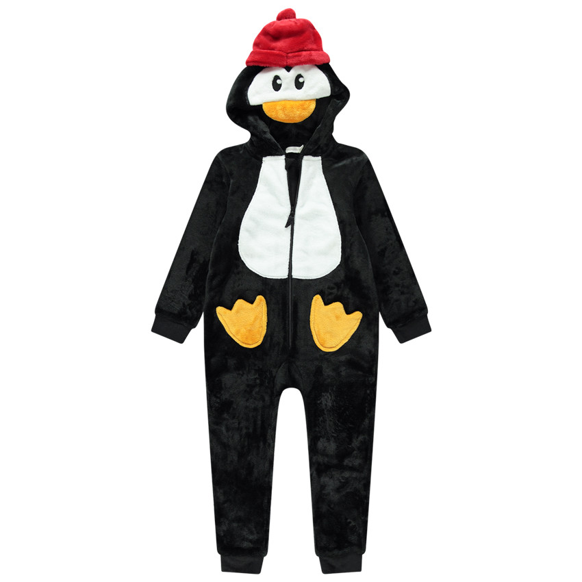 Overpyjama met pinguïn van sherpastof 