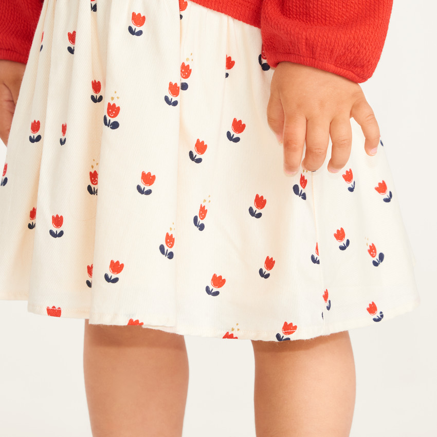 Jurk meisjes met 2-in-1 effect en tulpenprint 