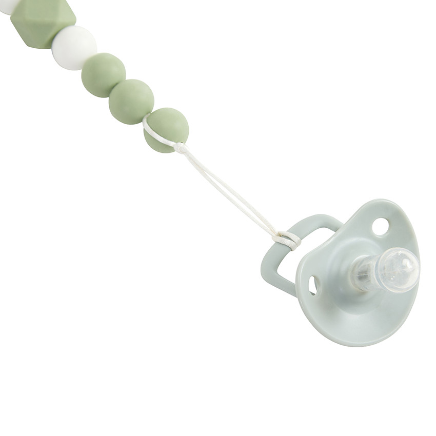 Attache-sucette en bois et silicone vert 