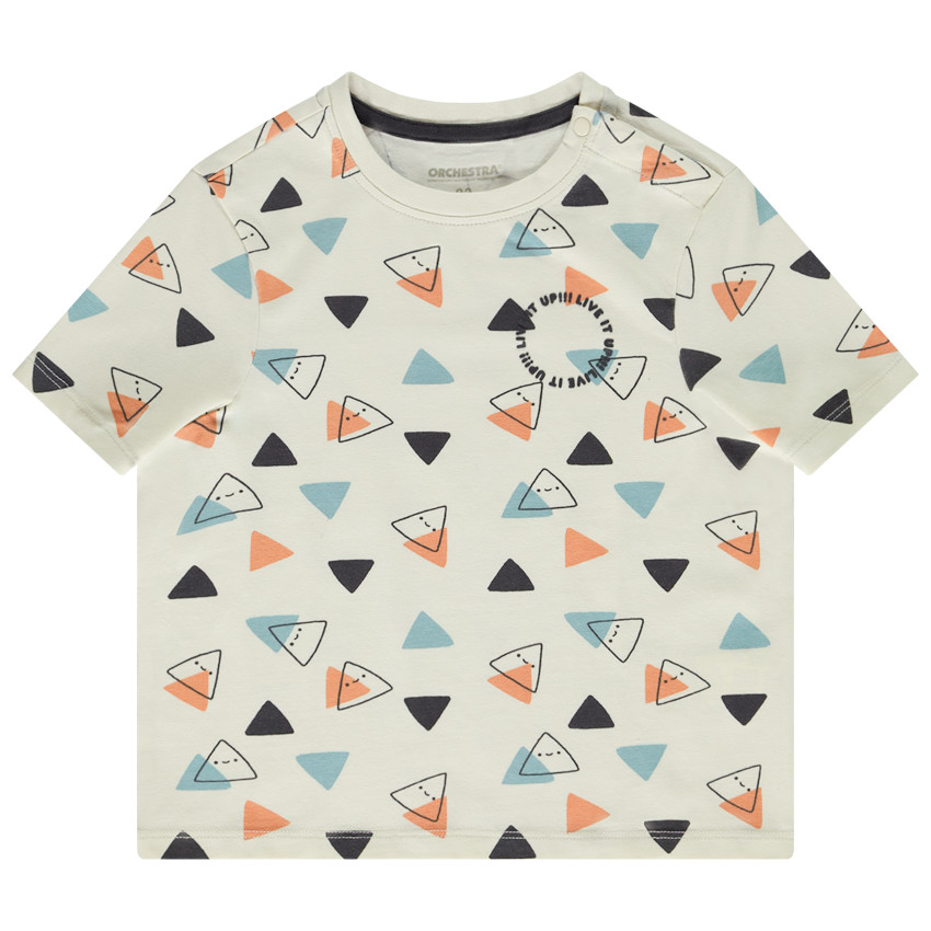 T-shirt met korte mouwen met driehoekjes voor babyjongen 