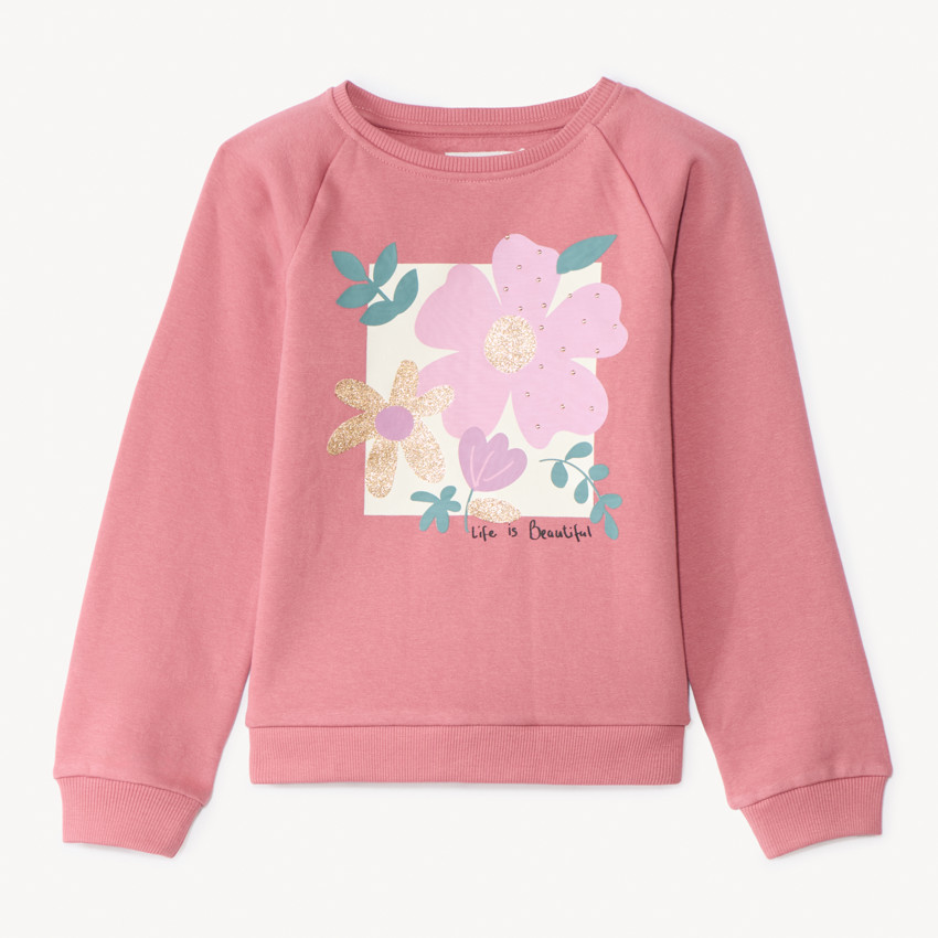 Sweatshirt fleece uni met fantasieprint voor meisjes 