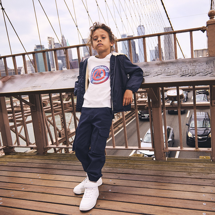 T-shirt manches longues print holographique Captain America Marvel pour garçon 