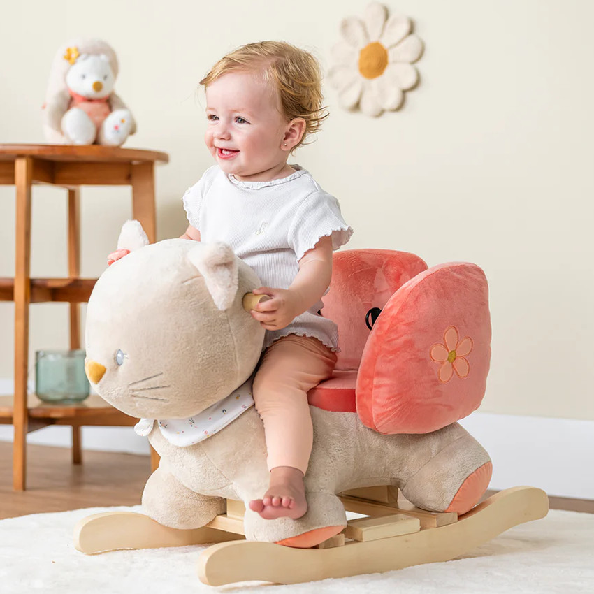 Schommeldier - Poes Lana - Koraal/beige - 59 cm 