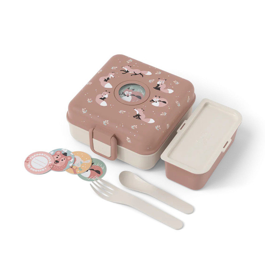 Lunchbox personnalisable 850ml Snacky avec couverts Fox 