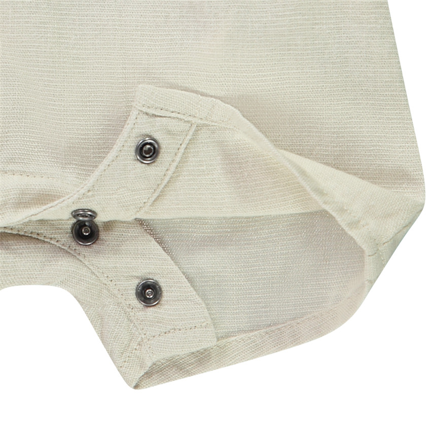 Ensemble salopette courte + chemise manches courtes rayées pour bébé garçon 