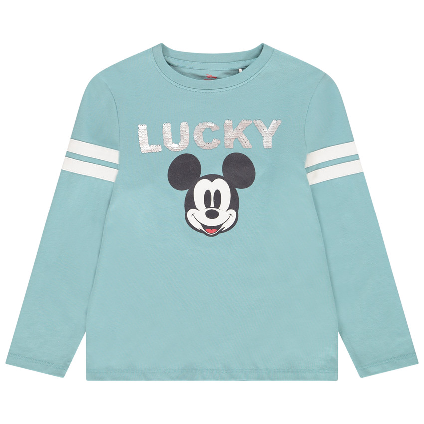 T-shirt manches longues print Mickey Disney et sequins pour garçon 