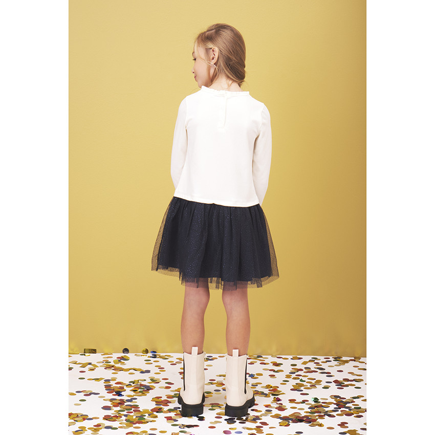 Robe de Fêtes bi-matière effet 2 en 1 pour fille 