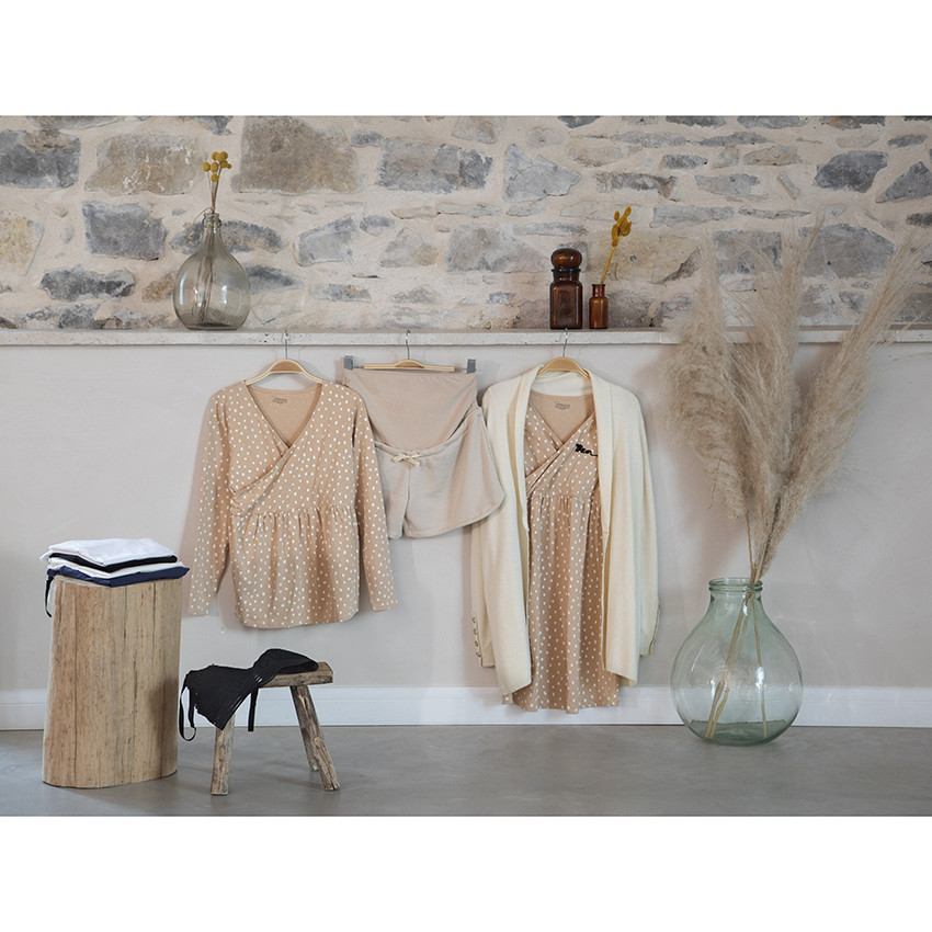 T-shirt manches longues de grossesse et d'allaitement à pois 