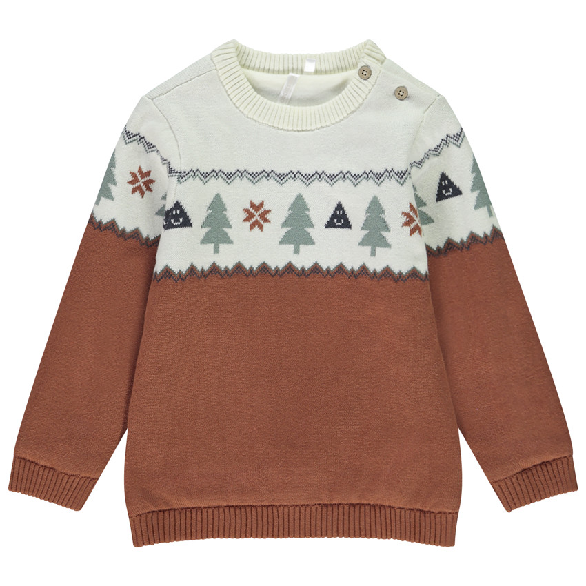 Trui in jacquard met fluweelvoering voor jongen 