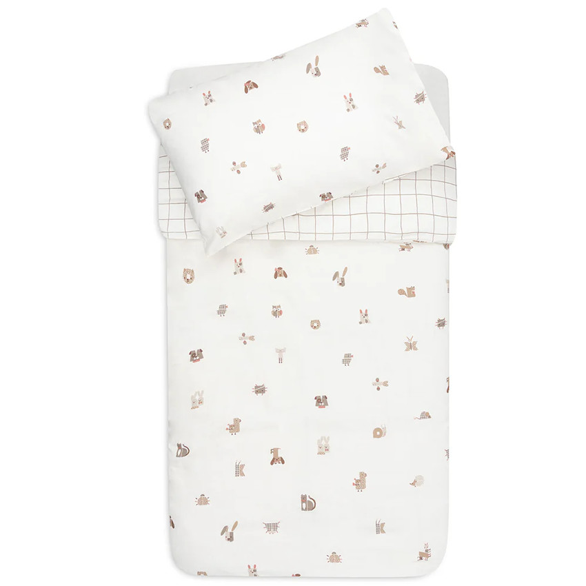 Housse de couette + taie d'oreiller - Animal Friends - 100x140 cm 