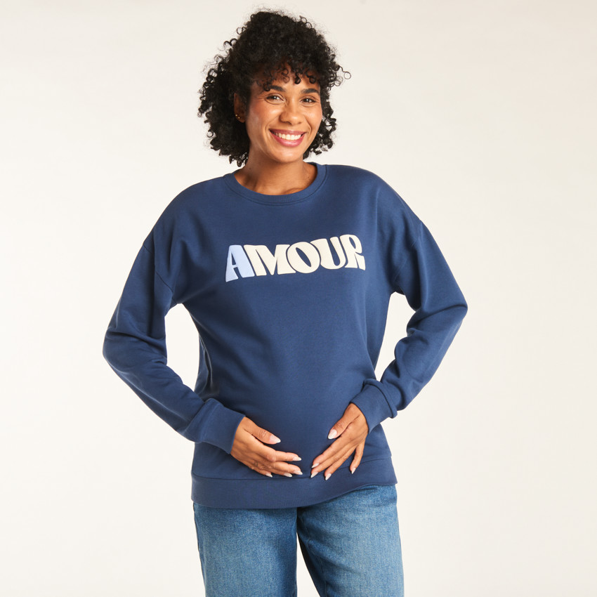 Sweatshirt in fleece met Amour print voor dames 