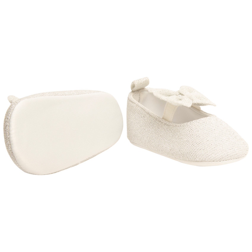 Babies argentés avec lanière élastiquée à nœud pour bébé fille 