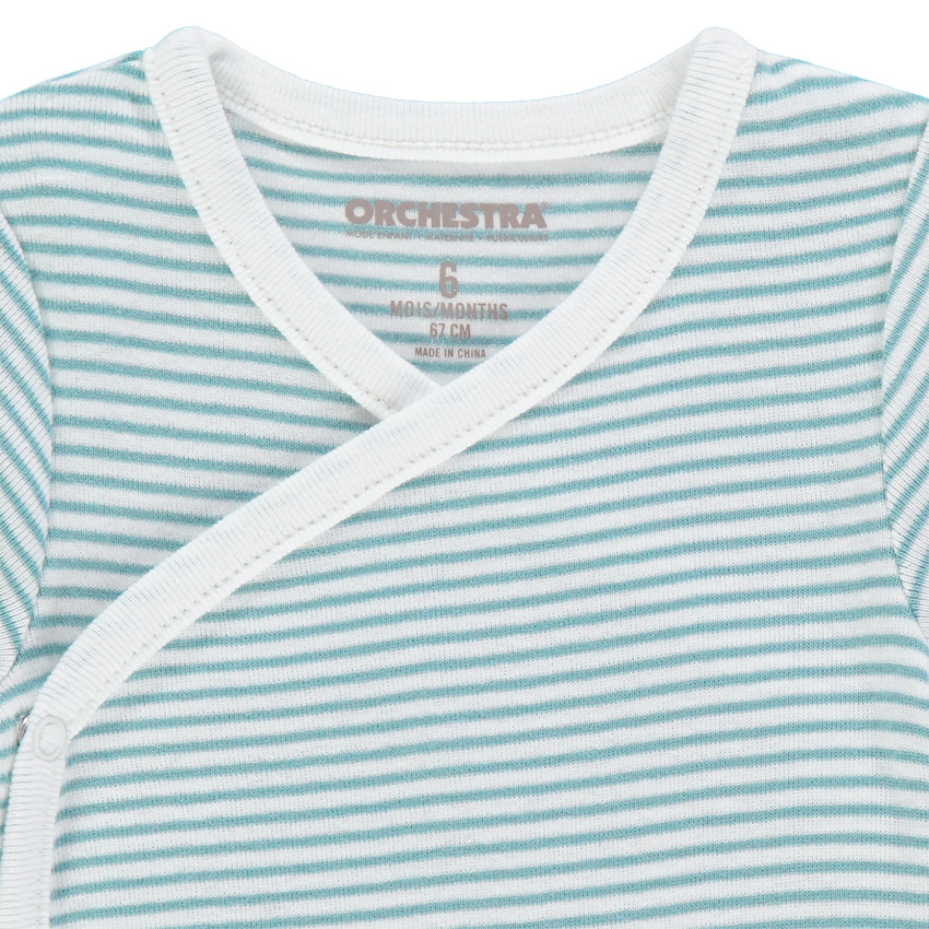 Lot de 2 bodies manches longues en coton à pois et rayures 