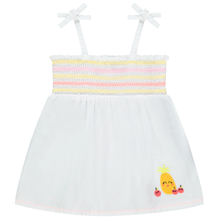 Tuniek met strikjes en geborduurde fruitjes 