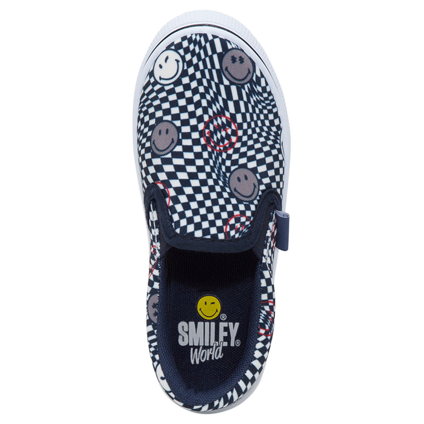 Lage Smiley sneakers uit linnen in slipperstijl  