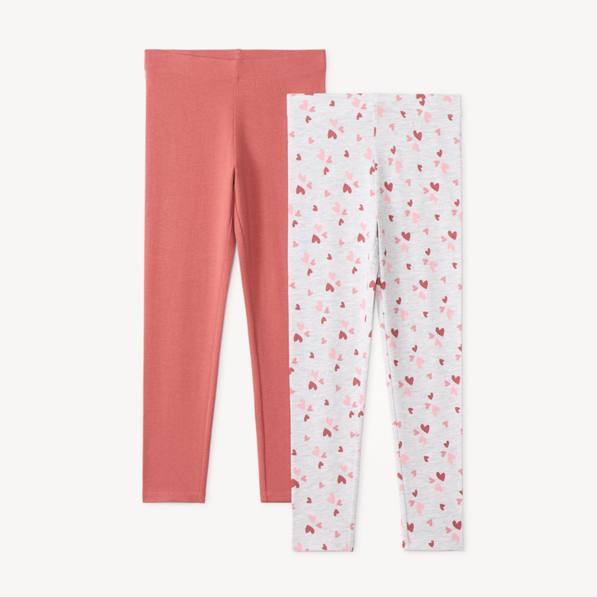 Lot 2 leggings uni et imprimé fille 