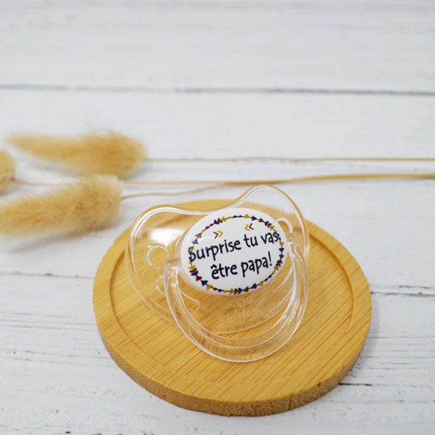 Sucette en siliconne 0/6M - "Surprise, tu vas être papa" 