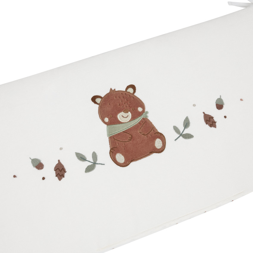 Tour de lit 3 pans double face en velours Roi des Forêts écru 