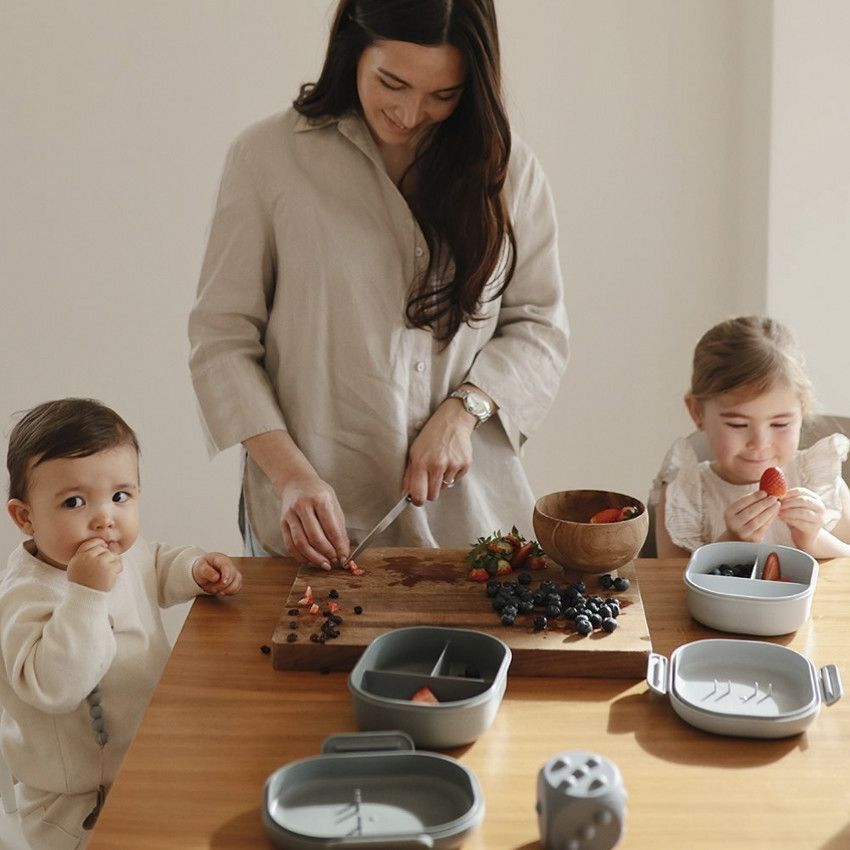 Lunchbox avec compartiments et couverts Gris Foncé 