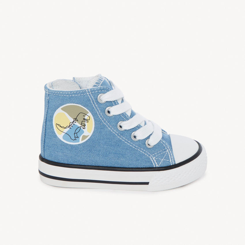 Baskets montantes en toile effet jean avec zip pour bébé garçon 