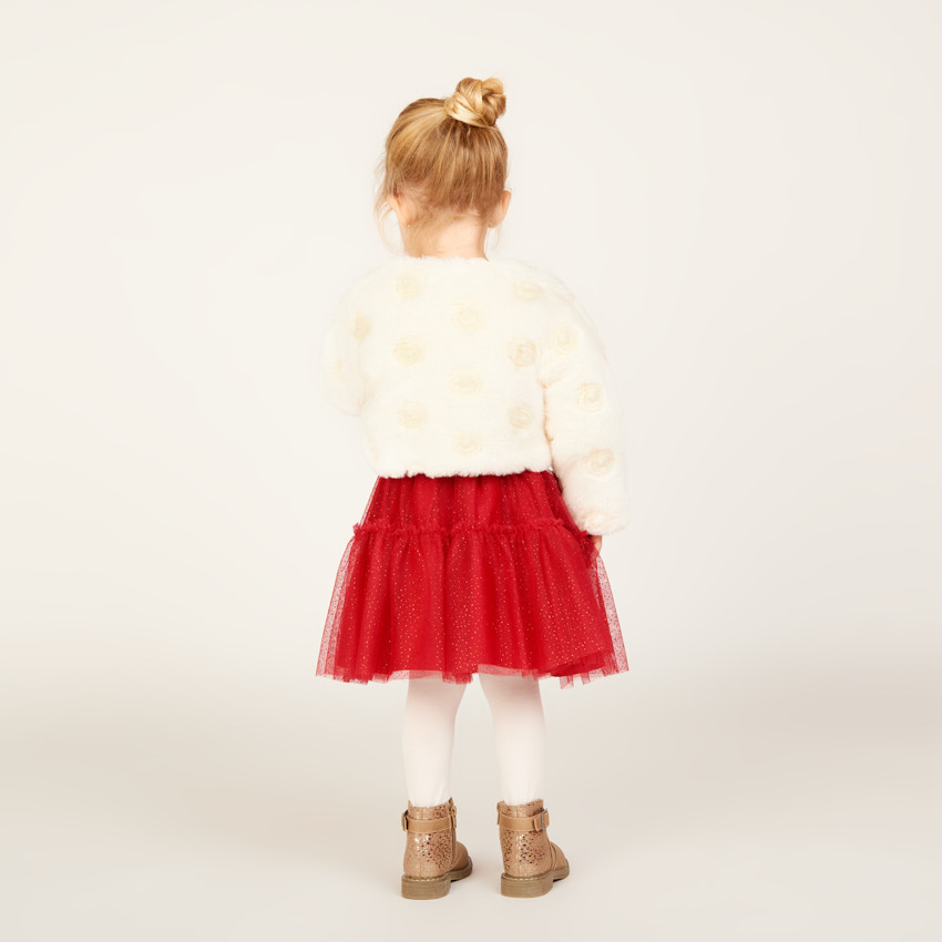 Gilet en fausse fourrure avec rosaces pour bébé fille 