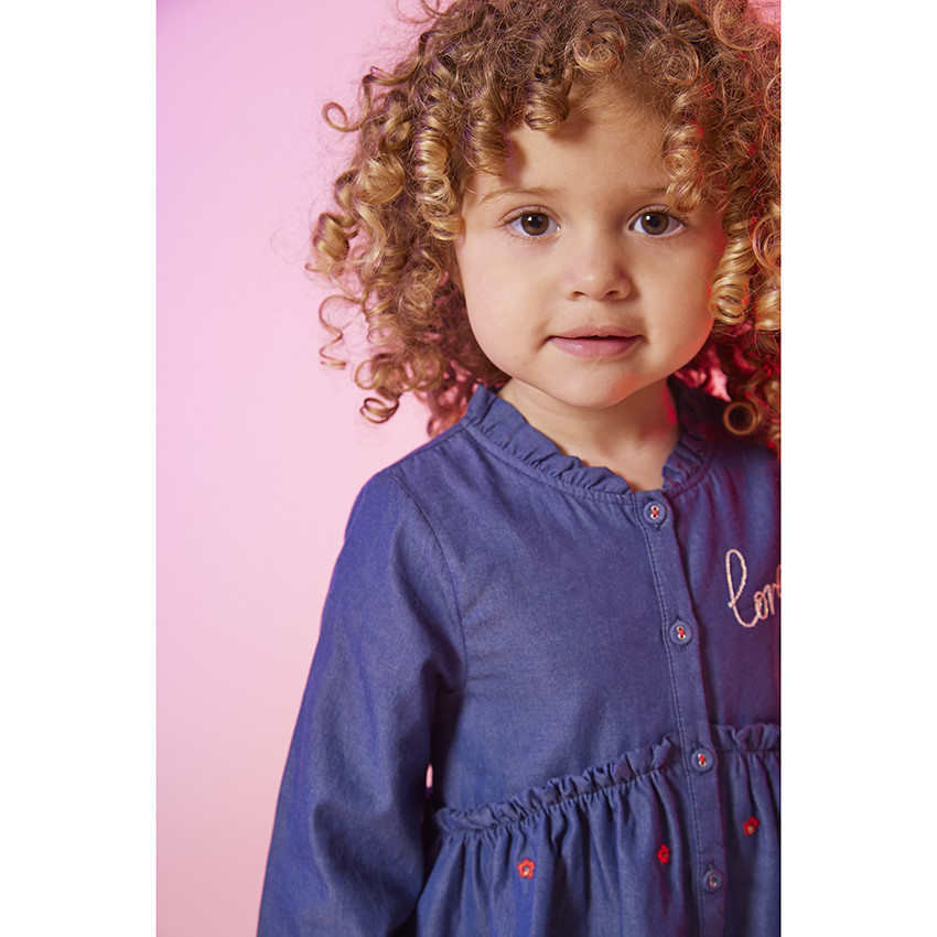 Robe manches longues broderies fantaisie pour bébé fille 