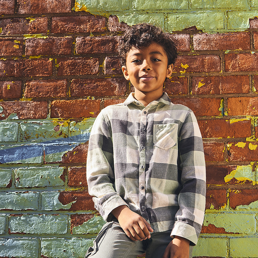 Lange mouwen geruite shirt met zak voor jongens 