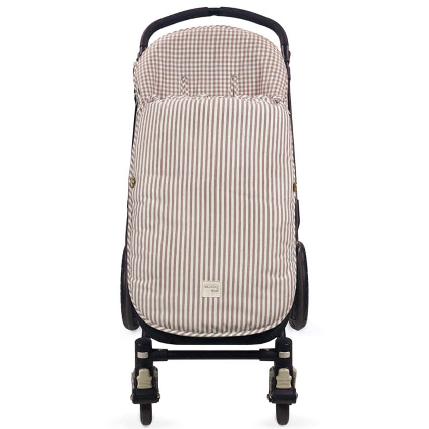 Voetenzak kinderwagen tussenseizoen universeel Vichy/Stripes Moka 