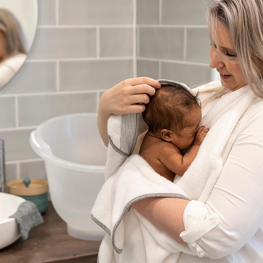 Badcape XL met bijtring Dry'n Play White 