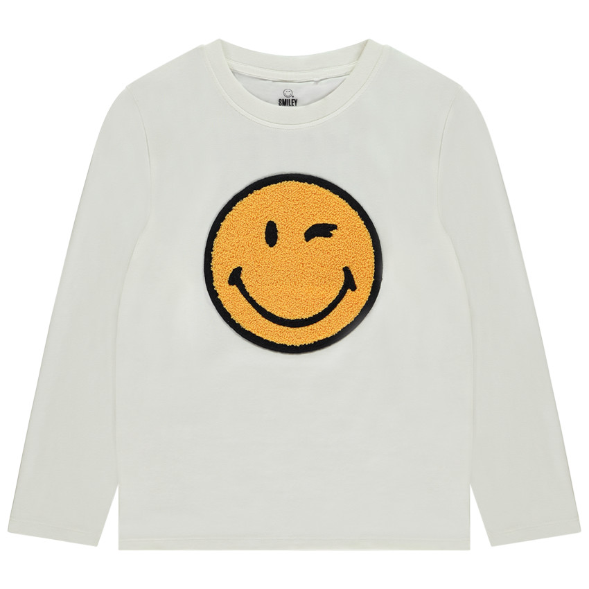 T-shirt manches longues patch bouclettes SmileyWorld pour garçon 